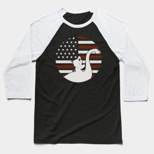 Bigfoot Loch Ness Usa Flag Baseball T-Shirt